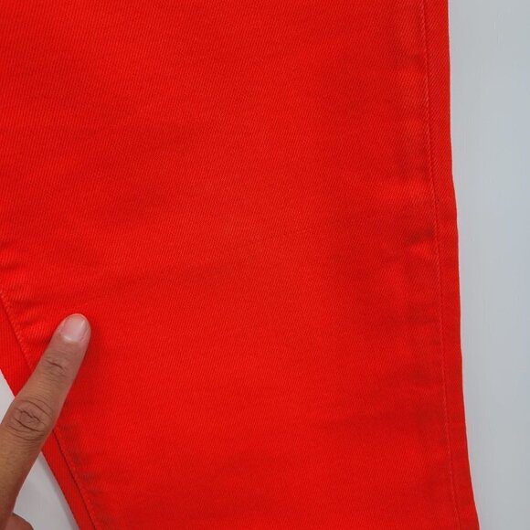Current/Elliott Kick Flare-Leg Crop Jeans Mid-Rise Raw Hem Fiery Red 27 Womens - Picture 8 of 16